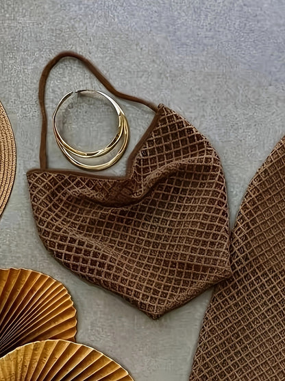 Damen Set Elegantes Häkel-Outfit mit Top und weiter Hose – Stilvolles Strand- & Urlaubsensemble