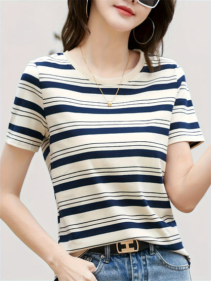 Damen T-Shirt mit Streifenmuster im maritimen Stil – Freizeit & Alltag
