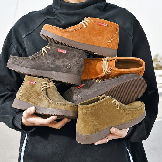 Herren Chukka Stiefel Wildleder-Optik Schnürschuhe Bequeme Stiefeletten Flache Sohle