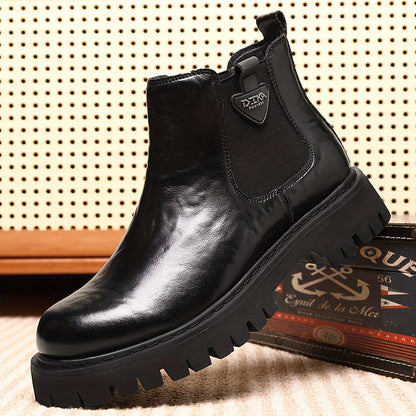 Chunky Chelsea Boots mit Profilsohle für Herren in Schwarz