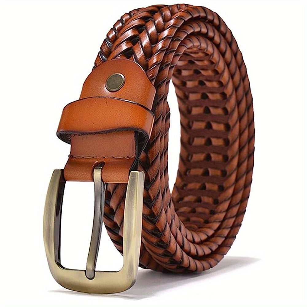 Geflochtener Gürtel für Herren, gewebt, mit Dornschließe in Antik-Bronze-Optik