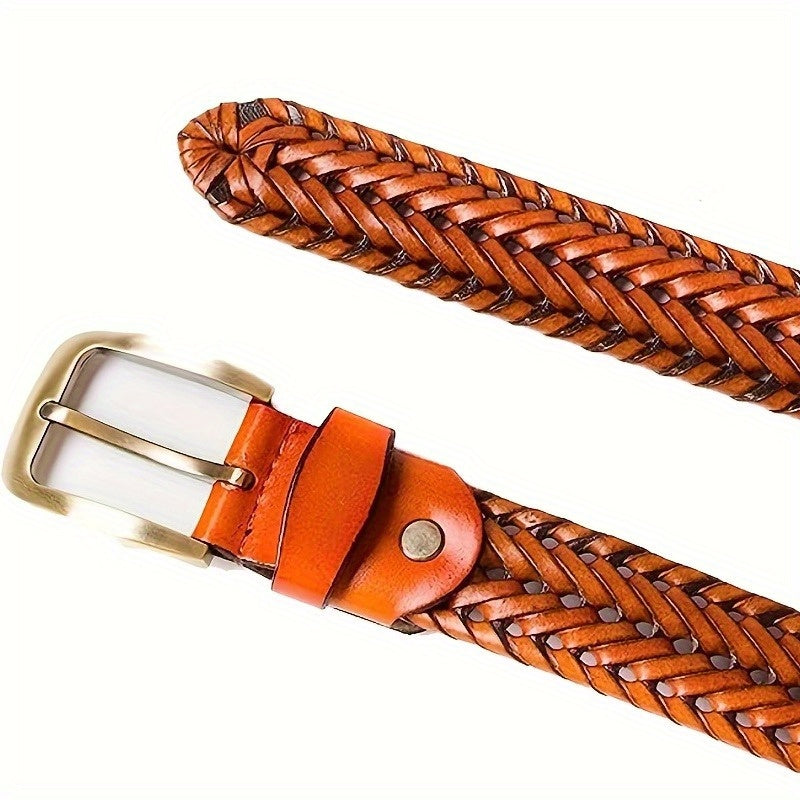 Geflochtener Gürtel für Herren, gewebt, mit Dornschließe in Antik-Bronze-Optik