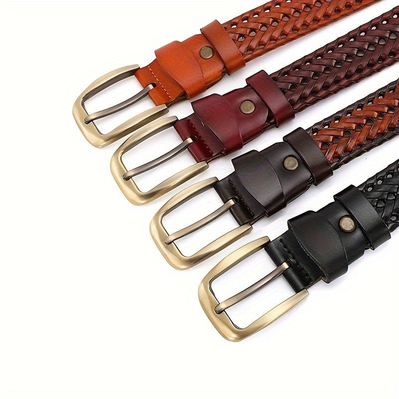 Geflochtener Gürtel für Herren, gewebt, mit Dornschließe in Antik-Bronze-Optik