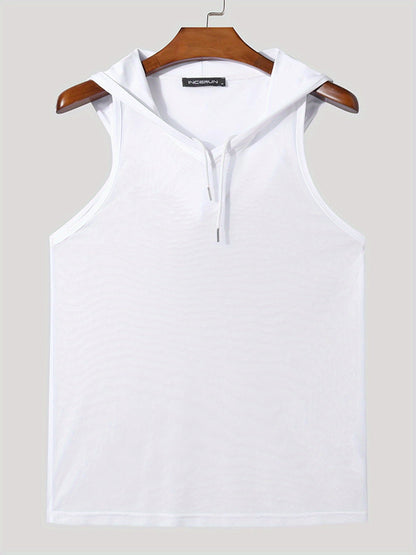 Herren Kapuzen-Sleeveless Tanktop Sportlich Modern Fitness Freizeit