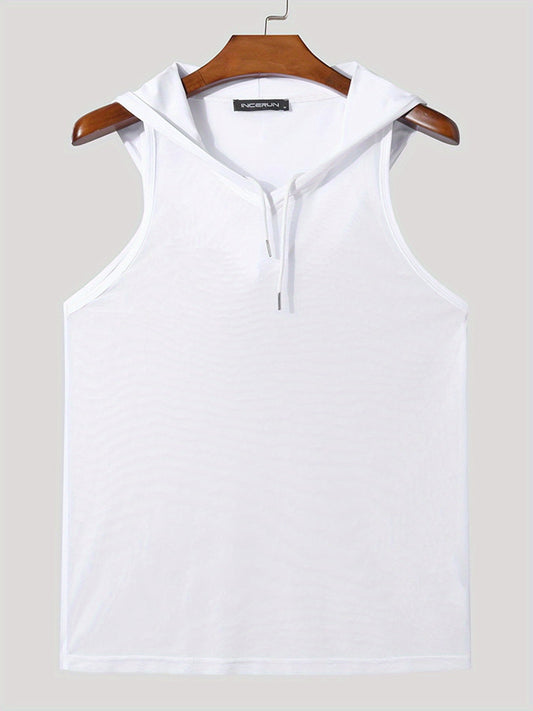 Herren Kapuzen-Sleeveless Tanktop Sportlich Modern Fitness Freizeit