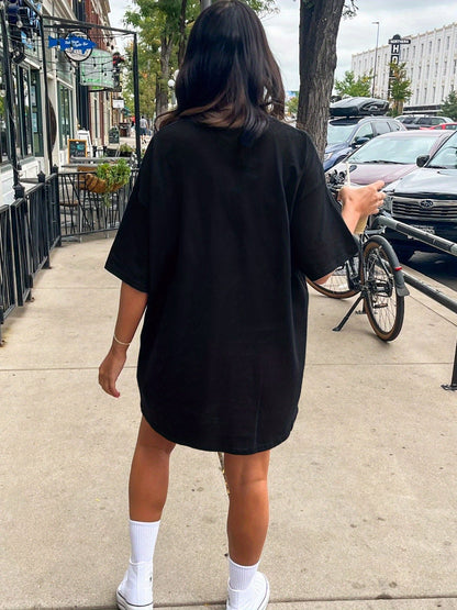 Damen Oversize T-Shirt Kleid Brooklyn New York Streetwear Casual
