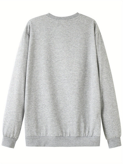 Unisex Sweatshirt Rundhals Langarm mit Fahrradfahrer-Print Mehrfarbig