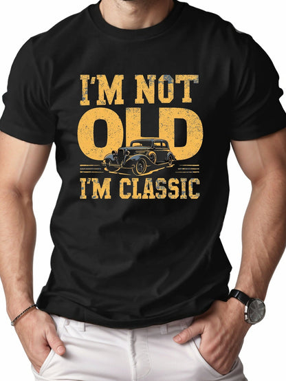 Herren T-Shirt mit Oldtimer-Print – "I’m Not Old, I’m Classic" – Lustiges Retro-Geschenk für Männer, Vintage Stil