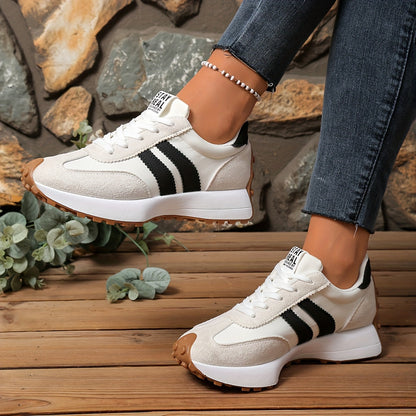 Damen Retro-Sneaker für Alltag und Freizeit – Stilvolle Low-Top Turnschuhe mit Streifen-Design