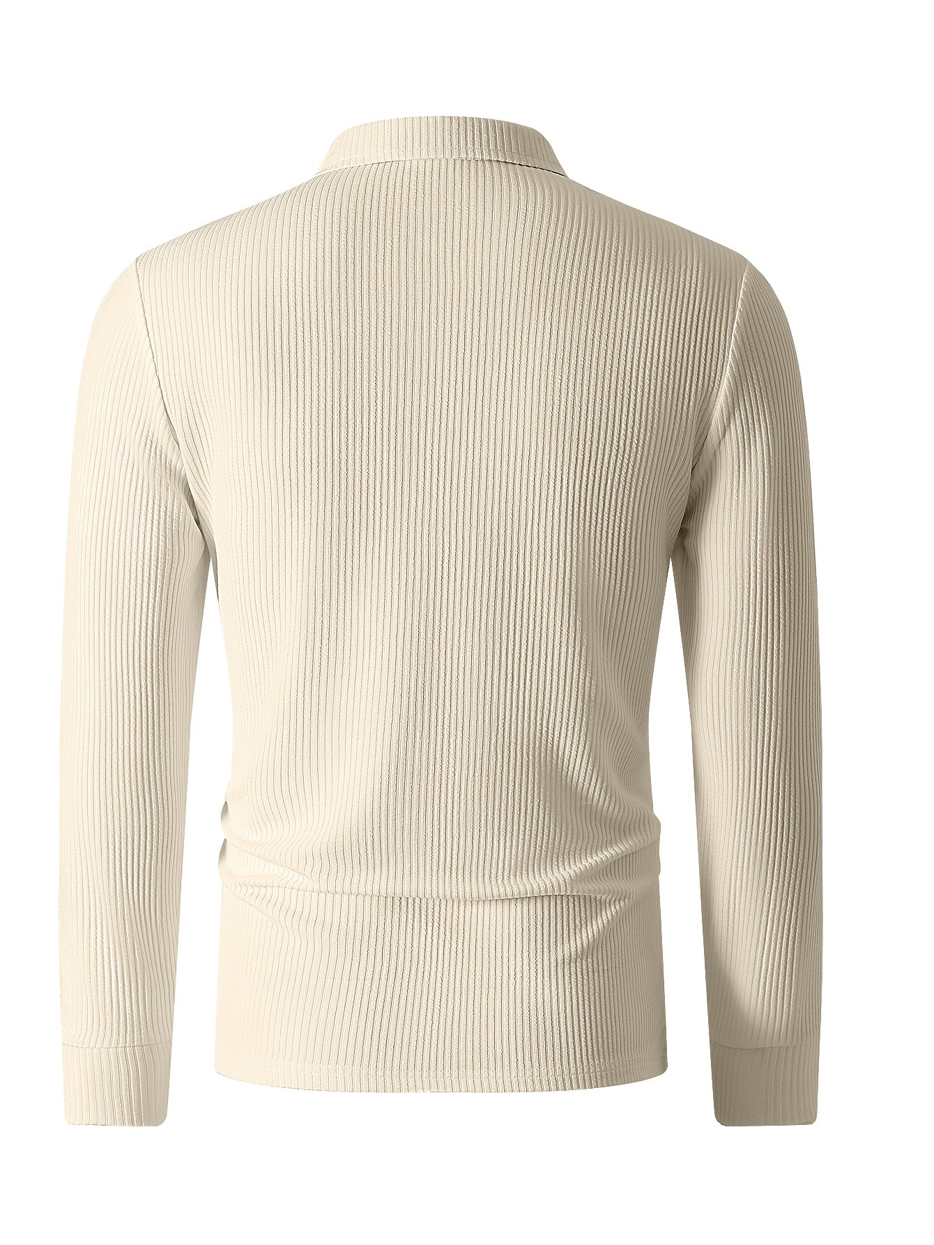 Herren Rippstrick Poloshirt Langarm mit Reißverschluss Kragen