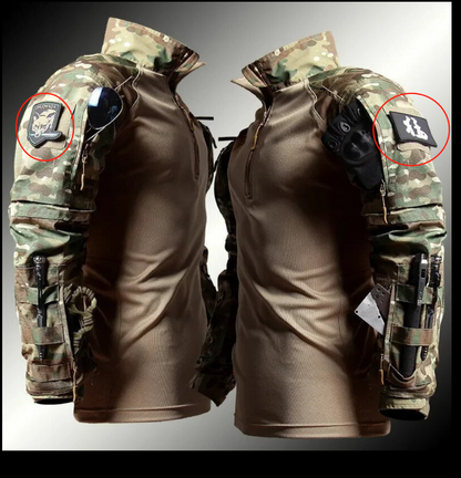 Herren Taktik-Set – Combat Longsleeve mit Half-Zip & Cargo-Hose mit Knieschutz für Airsoft, Paintball & Outdoor