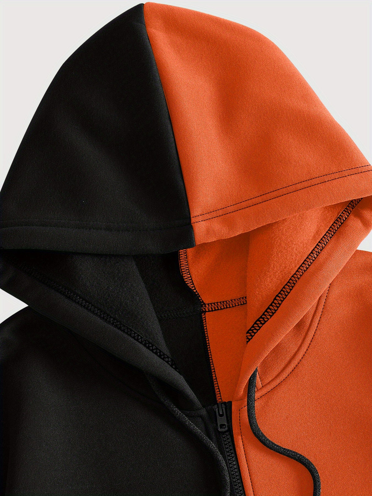 Zweifarbiger Kapuzenpullover mit Reißverschluss und Grafikprint