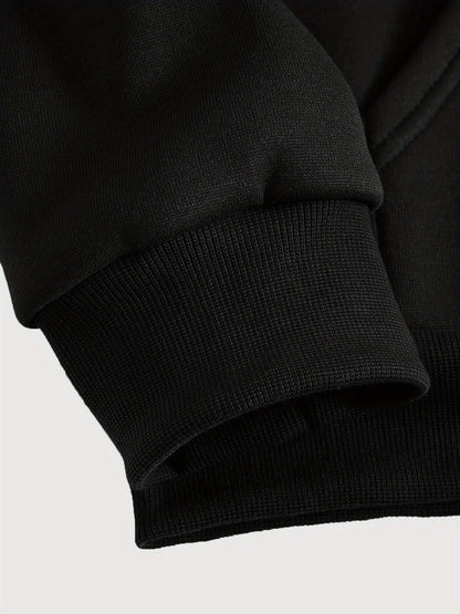 Zweifarbiger Kapuzenpullover mit Reißverschluss und Grafikprint