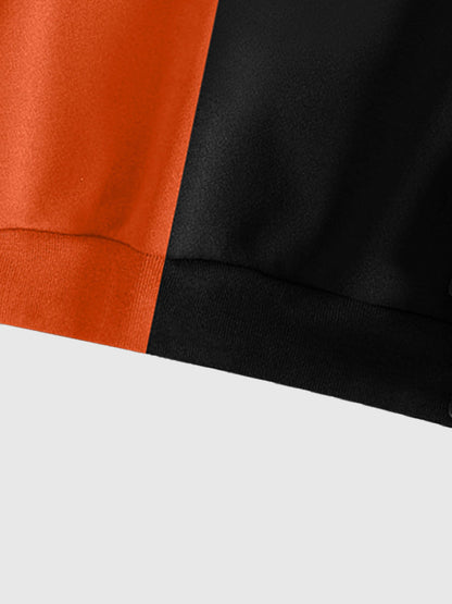 Zweifarbiger Kapuzenpullover mit Reißverschluss und Grafikprint