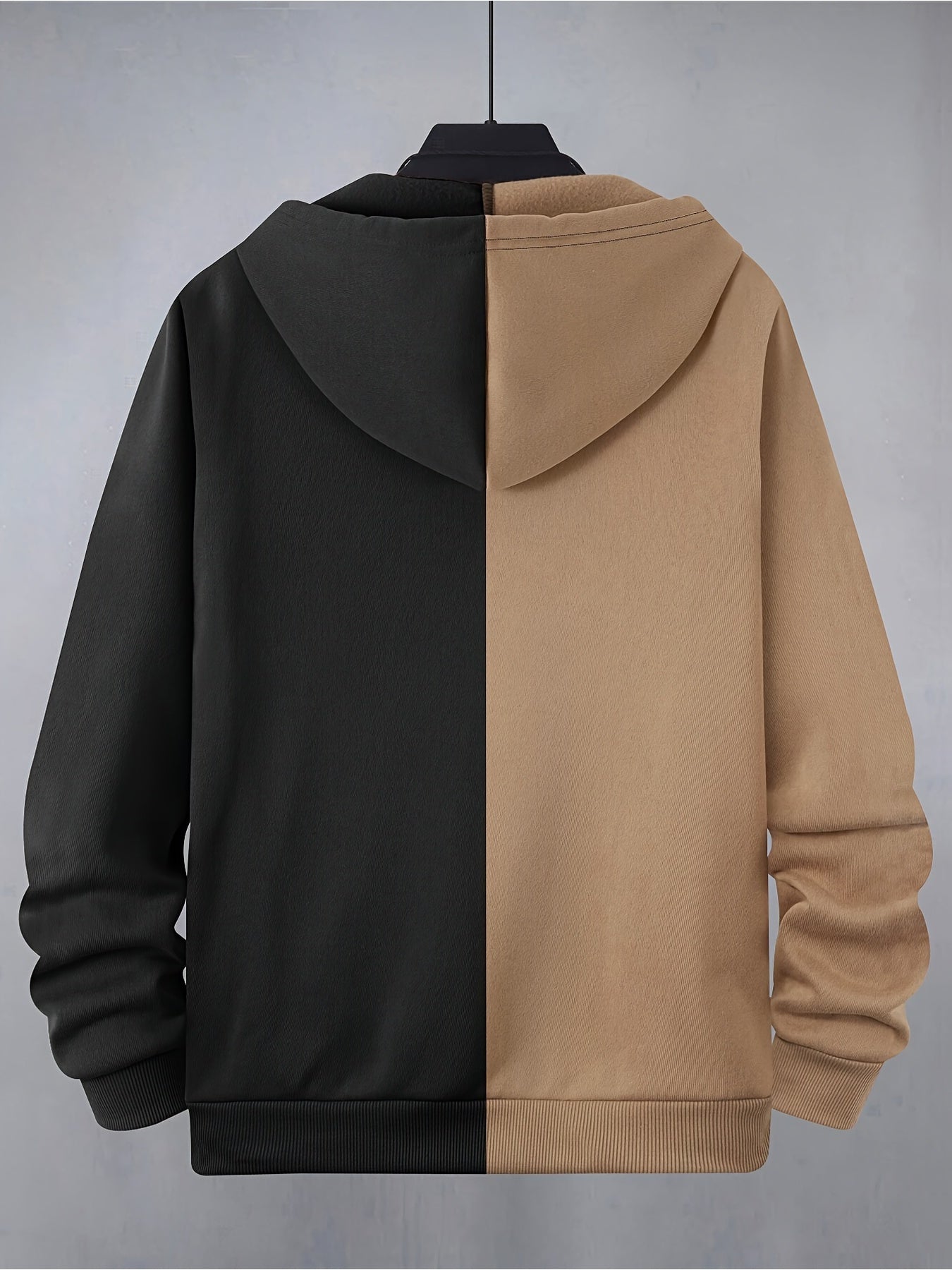 Zweifarbiger Kapuzenpullover mit Reißverschluss und Grafikprint