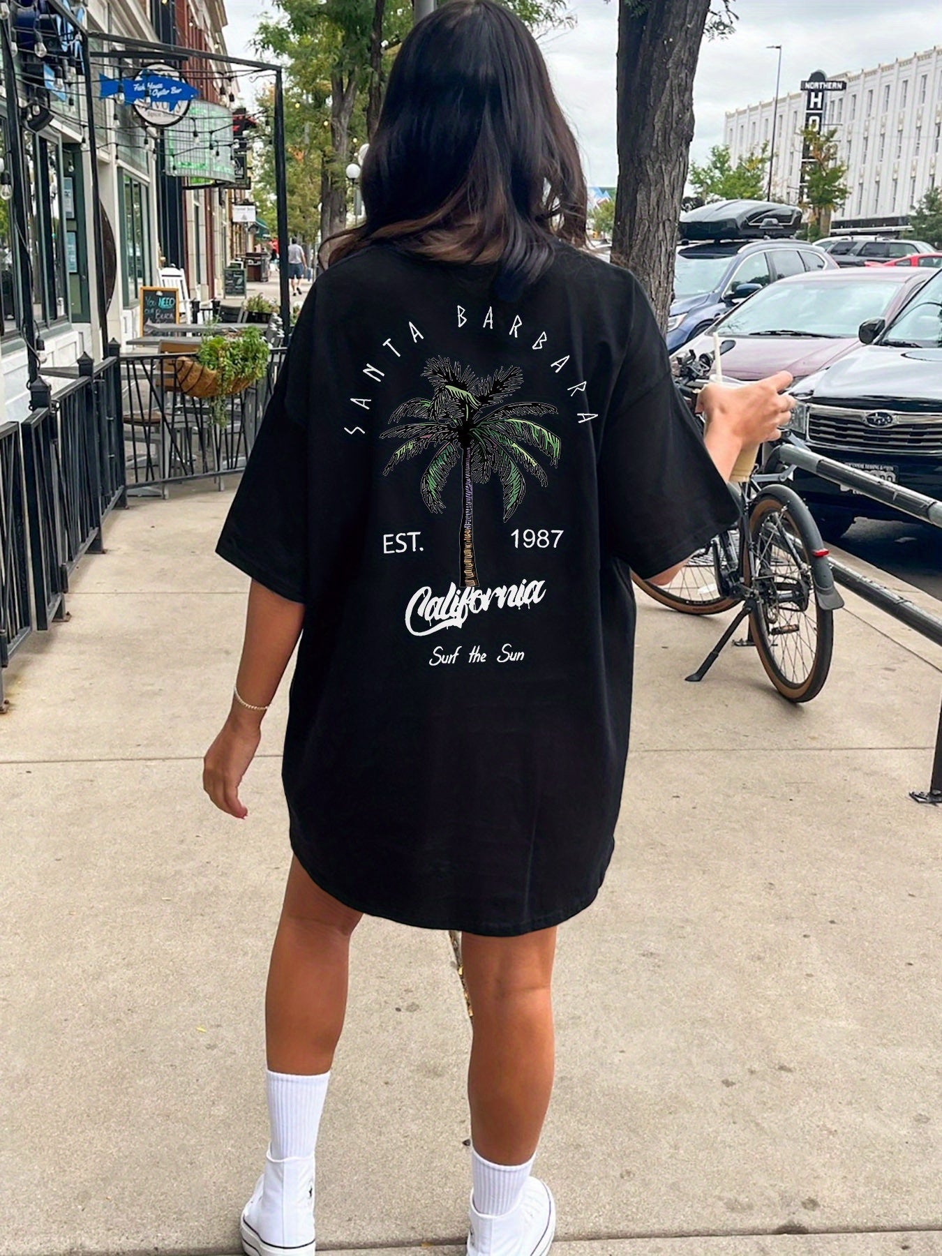Damen Oversized T-Shirt Santa Barbara California Retro Streetwear – Lässiges Sommer Design