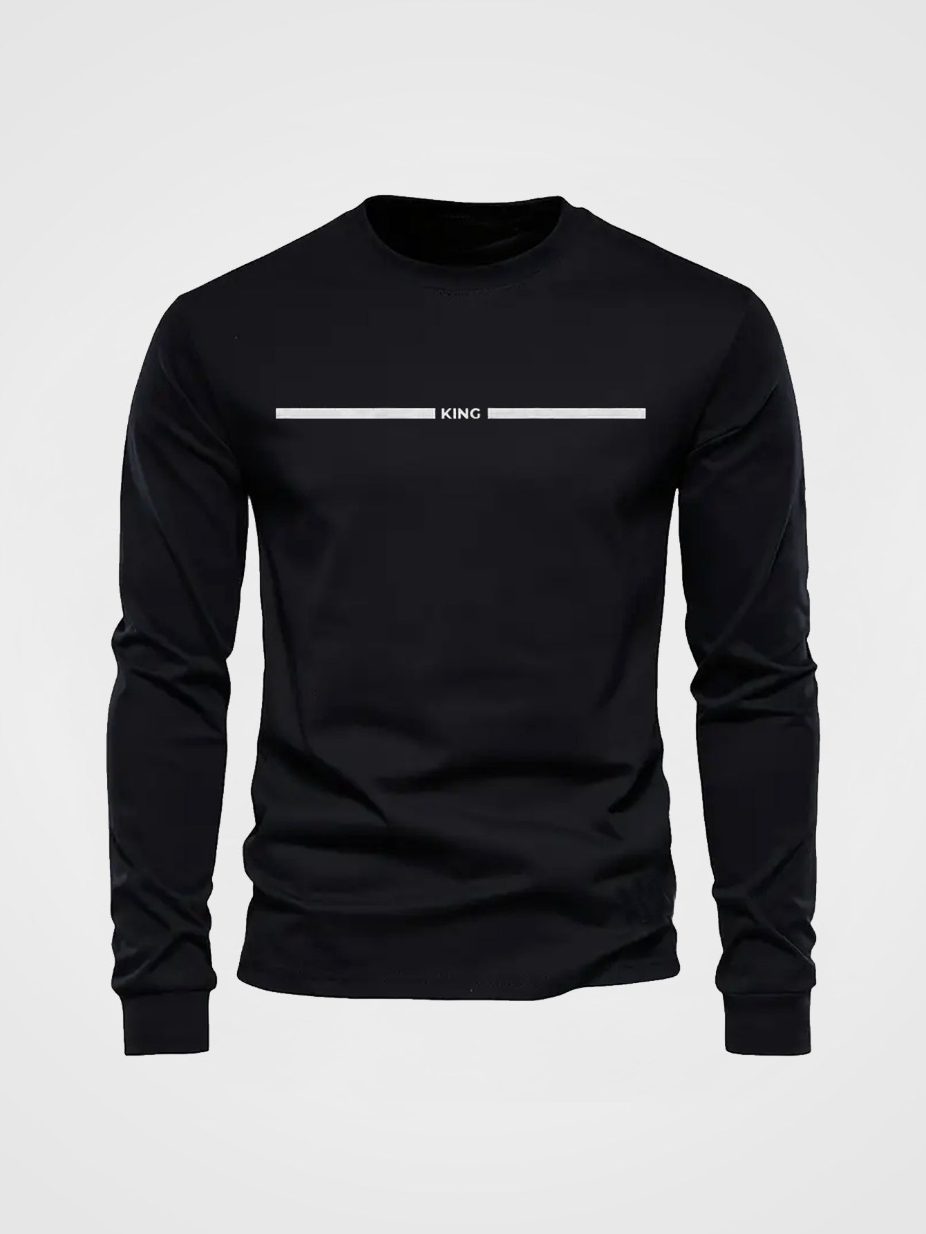 Herren Langarmshirt mit Rundhalsausschnitt und 'King' Print