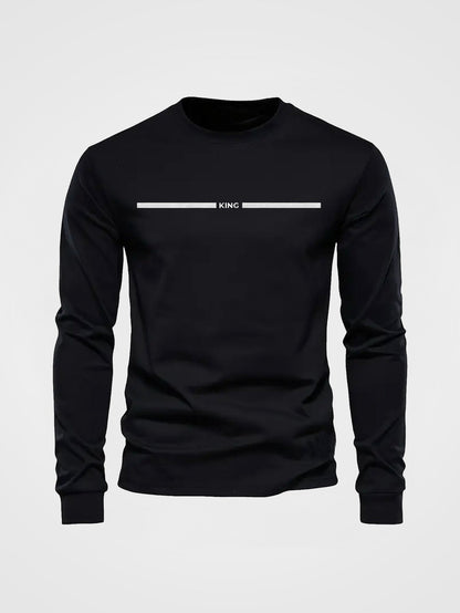 Herren Langarmshirt mit Rundhalsausschnitt und 'King' Print