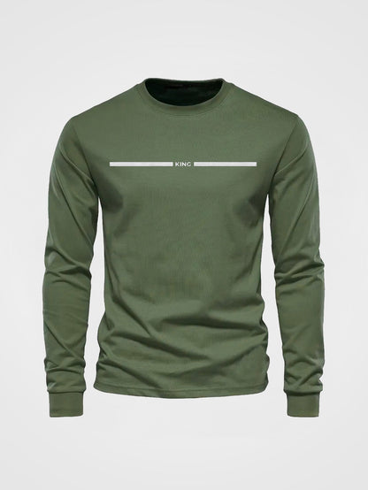 Herren Langarmshirt mit Rundhalsausschnitt und 'King' Print