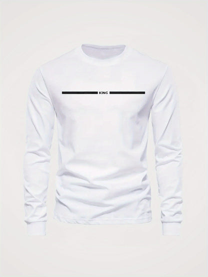 Herren Langarmshirt mit Rundhalsausschnitt und 'King' Print