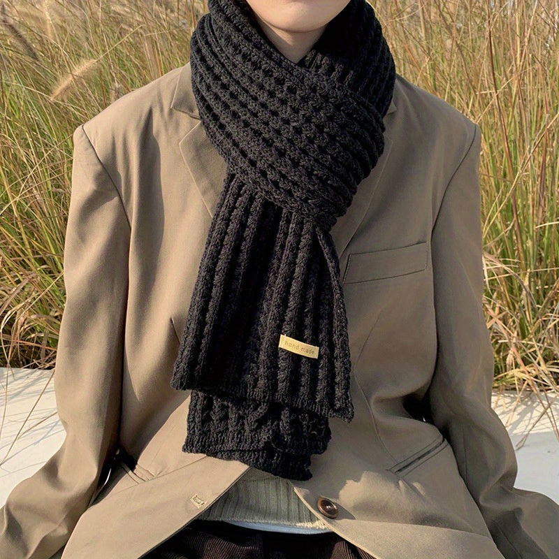 Unisex Gerippter Strickschal Warmer Winterschal mit 'Hand Made' Etikett