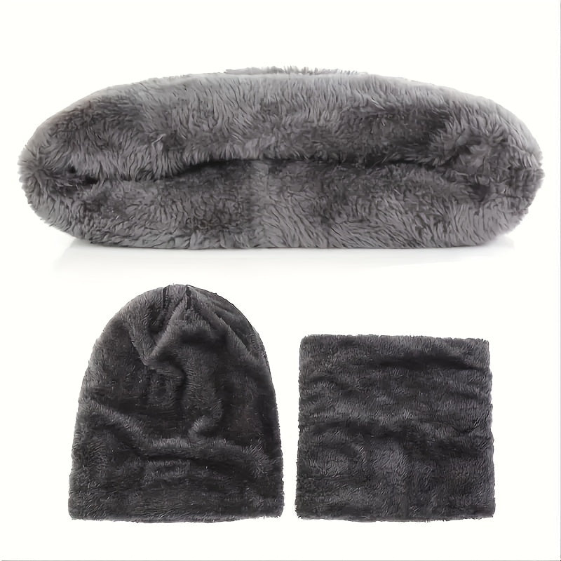 Winter Set Mütze Schal Handschuhe Ohrenschützer Socken Strick Fleece Warm Unisex