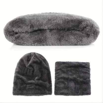Winter Set Mütze Schal Handschuhe Ohrenschützer Socken Strick Fleece Warm Unisex