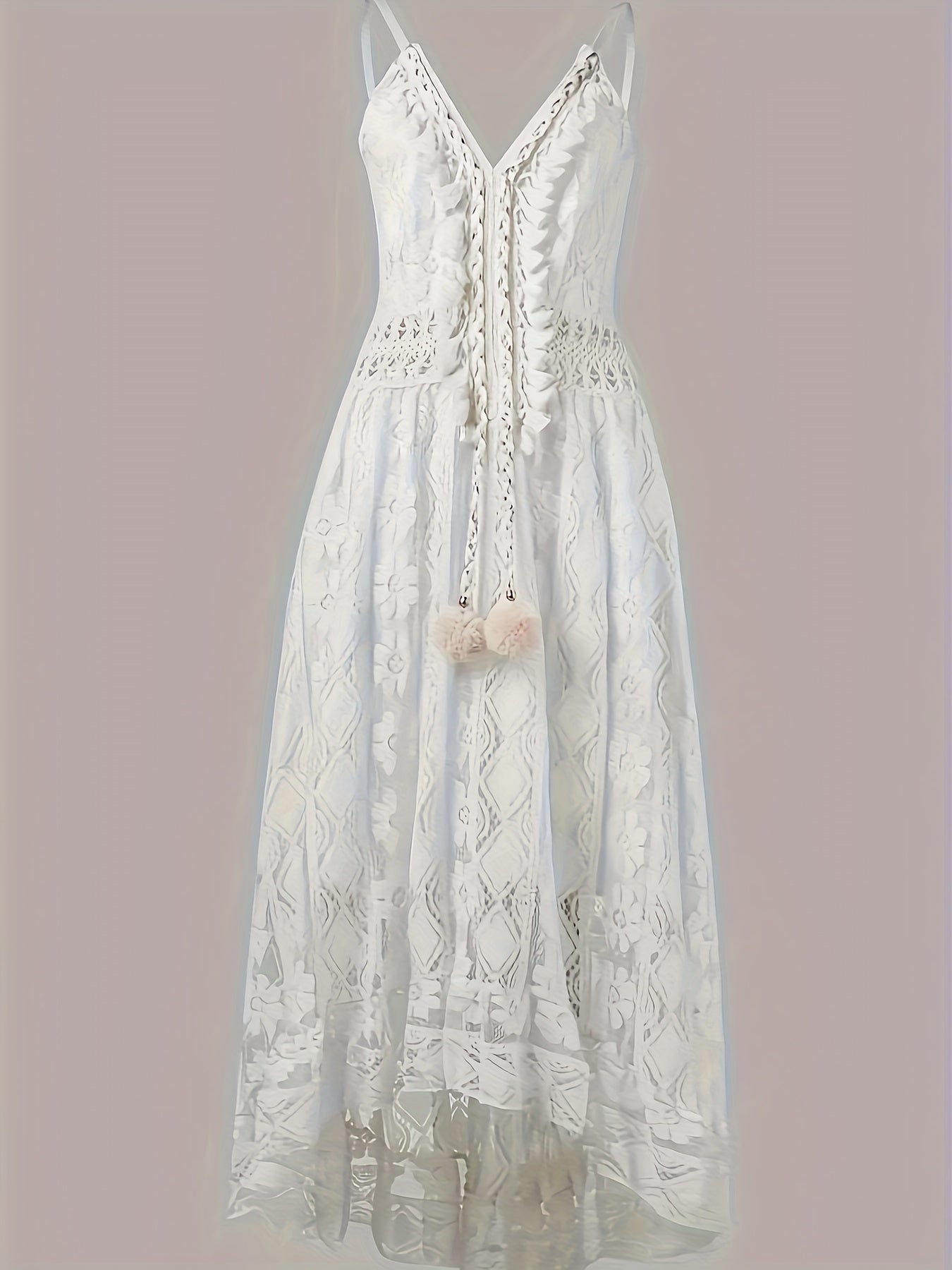 Damen Boho Maxikleid mit Spitze und V-Ausschnitt – Elegantes Sommerkleid für besondere Anlässe
