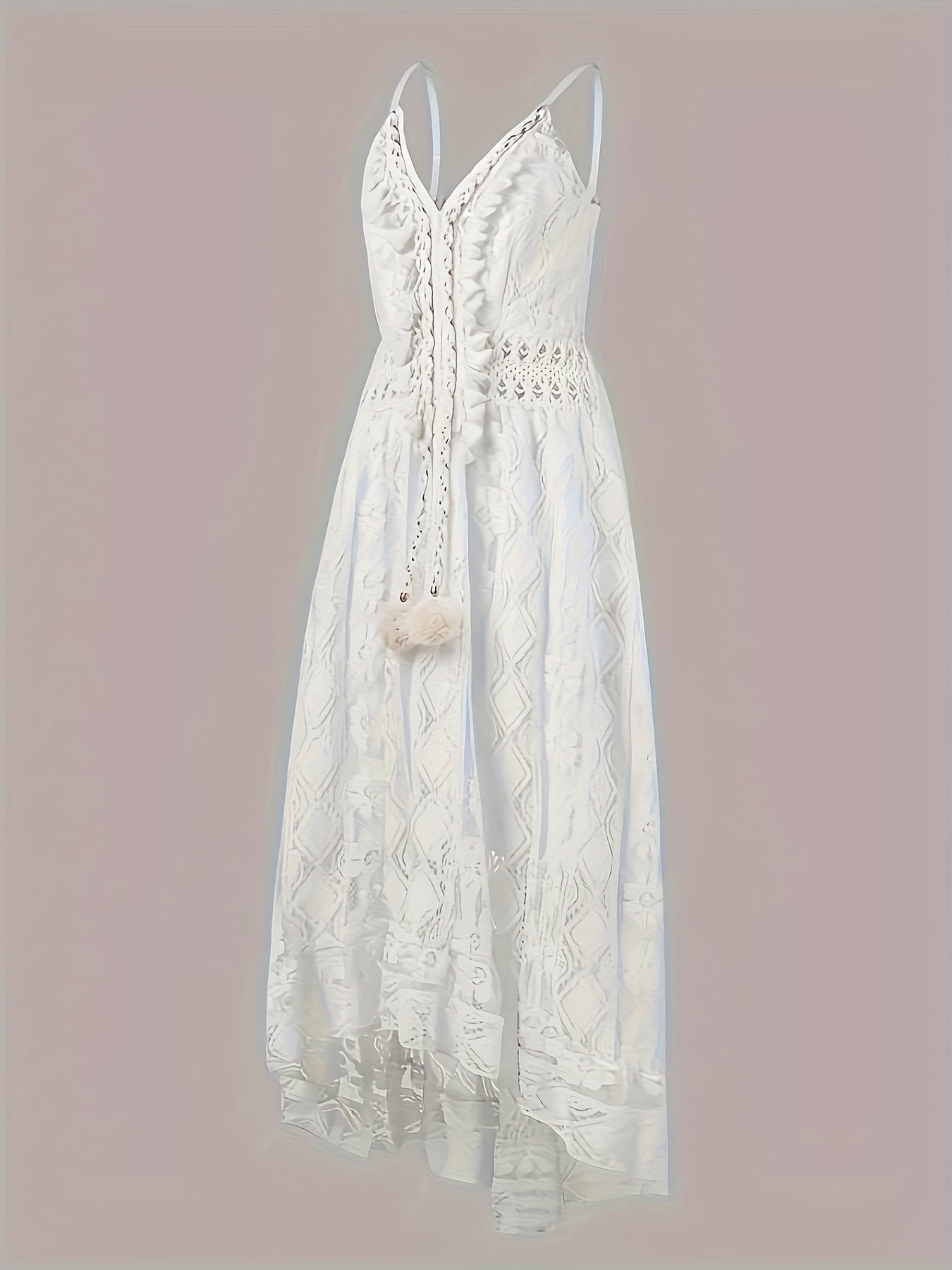 Damen Boho Maxikleid mit Spitze und V-Ausschnitt – Elegantes Sommerkleid für besondere Anlässe