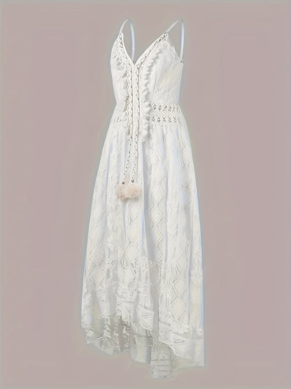 Damen Boho Maxikleid mit Spitze und V-Ausschnitt – Elegantes Sommerkleid für besondere Anlässe