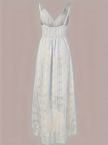 Damen Boho Maxikleid mit Spitze und V-Ausschnitt – Elegantes Sommerkleid für besondere Anlässe