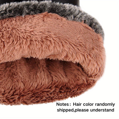 Unisex Handschuhe Schwarz mit Fellbesatz und Schnalle