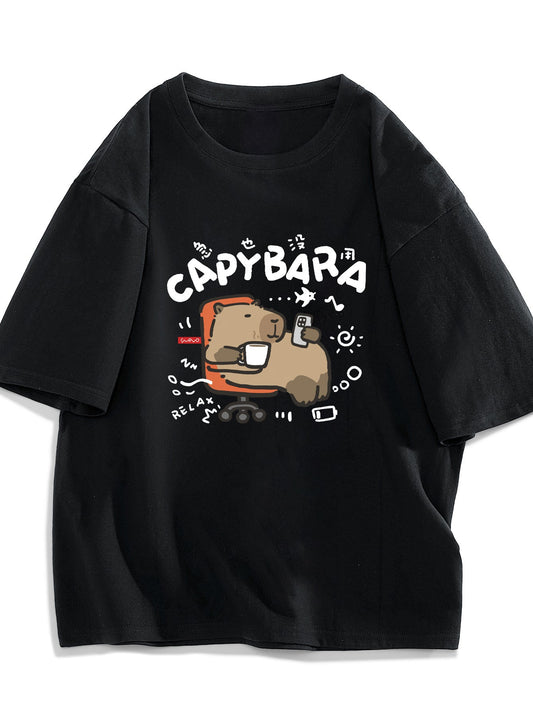 Herren T-Shirt mit Capybara-Print – Lustiges Freizeitshirt für entspannte Tage