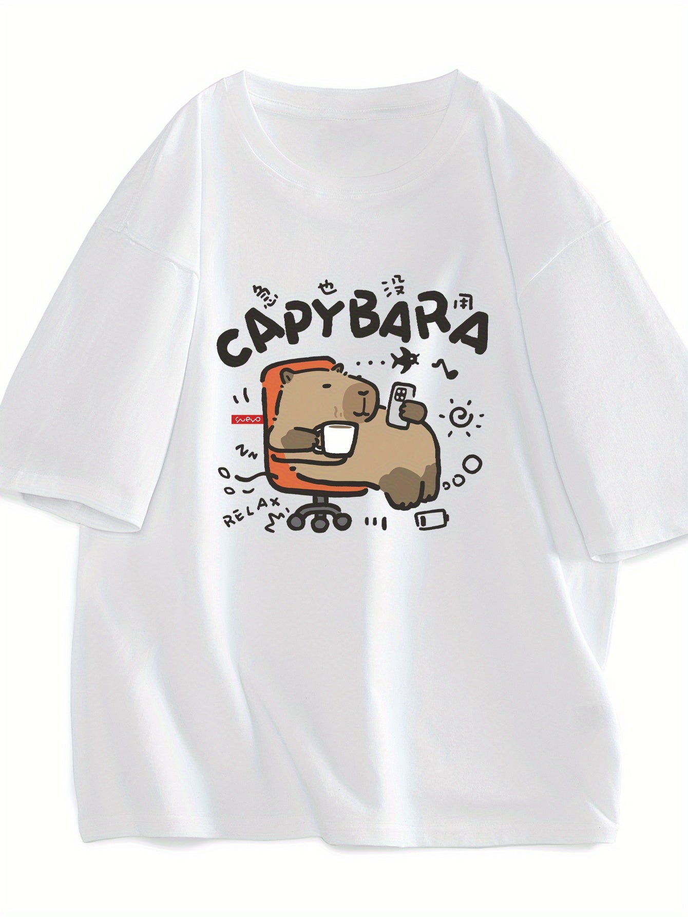 Herren T-Shirt mit Capybara-Print – Lustiges Freizeitshirt für entspannte Tage