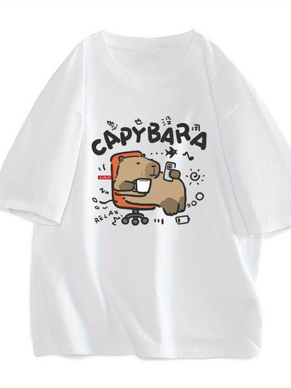 Herren T-Shirt mit Capybara-Print – Lustiges Freizeitshirt für entspannte Tage