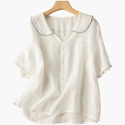 Damen Vintage Bluse mit Bubikragen – Luftig-leichter, eleganter Alltagsstil