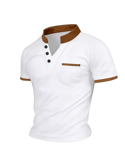 Herren Poloshirt mit modernem Stehkragen und Brusttasche – Stilvolles Freizeit- und Business-Oberteil