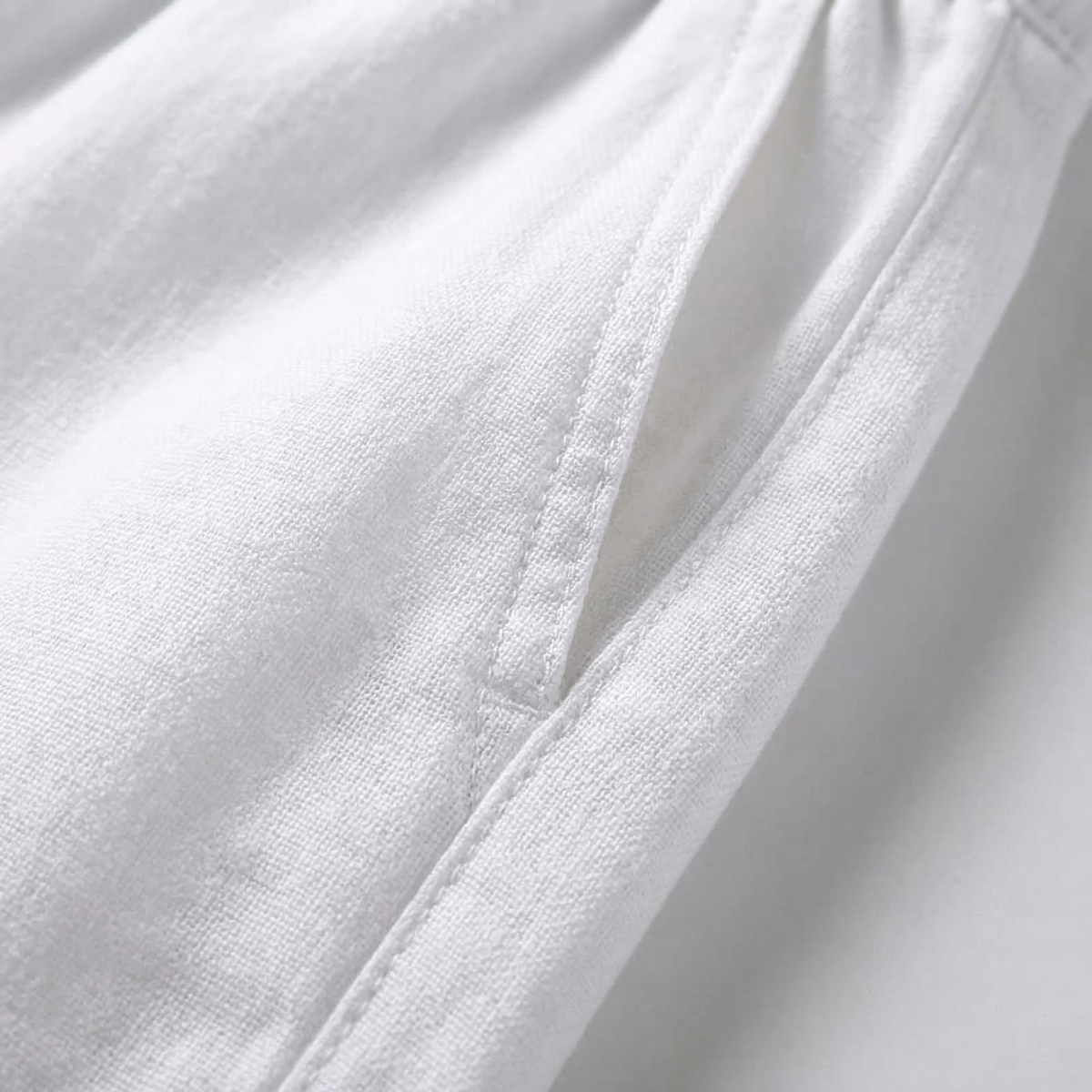Herren Freizeithose Leinenoptik mit Kordelzug und geradem Bein