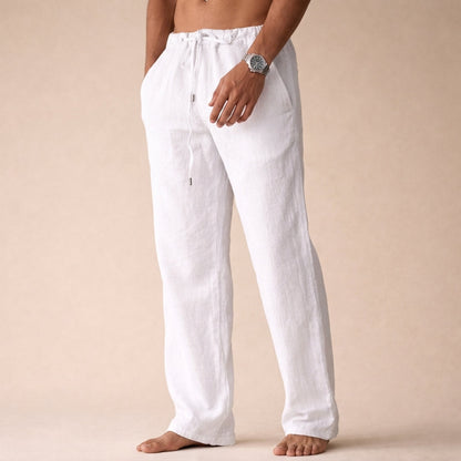 Herren Freizeithose Weites Bein mit Kordelzug Weiß