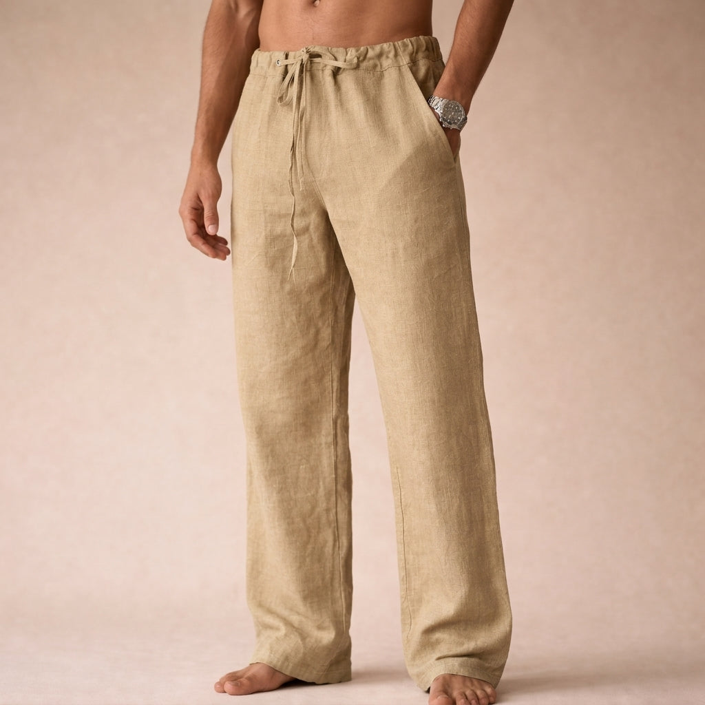 Herren Freizeithose Weites Bein mit Kordelzug Weiß