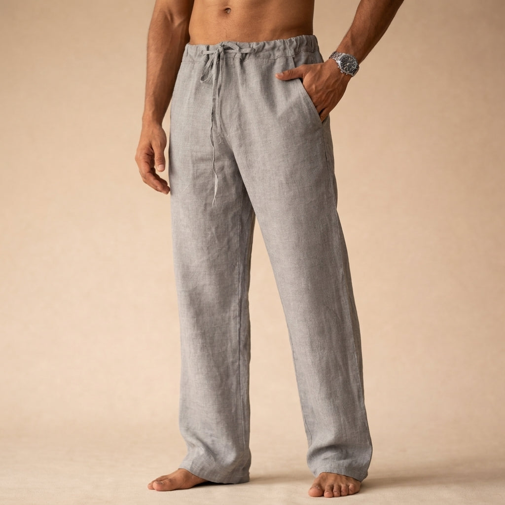 Herren Freizeithose Weites Bein mit Kordelzug Weiß