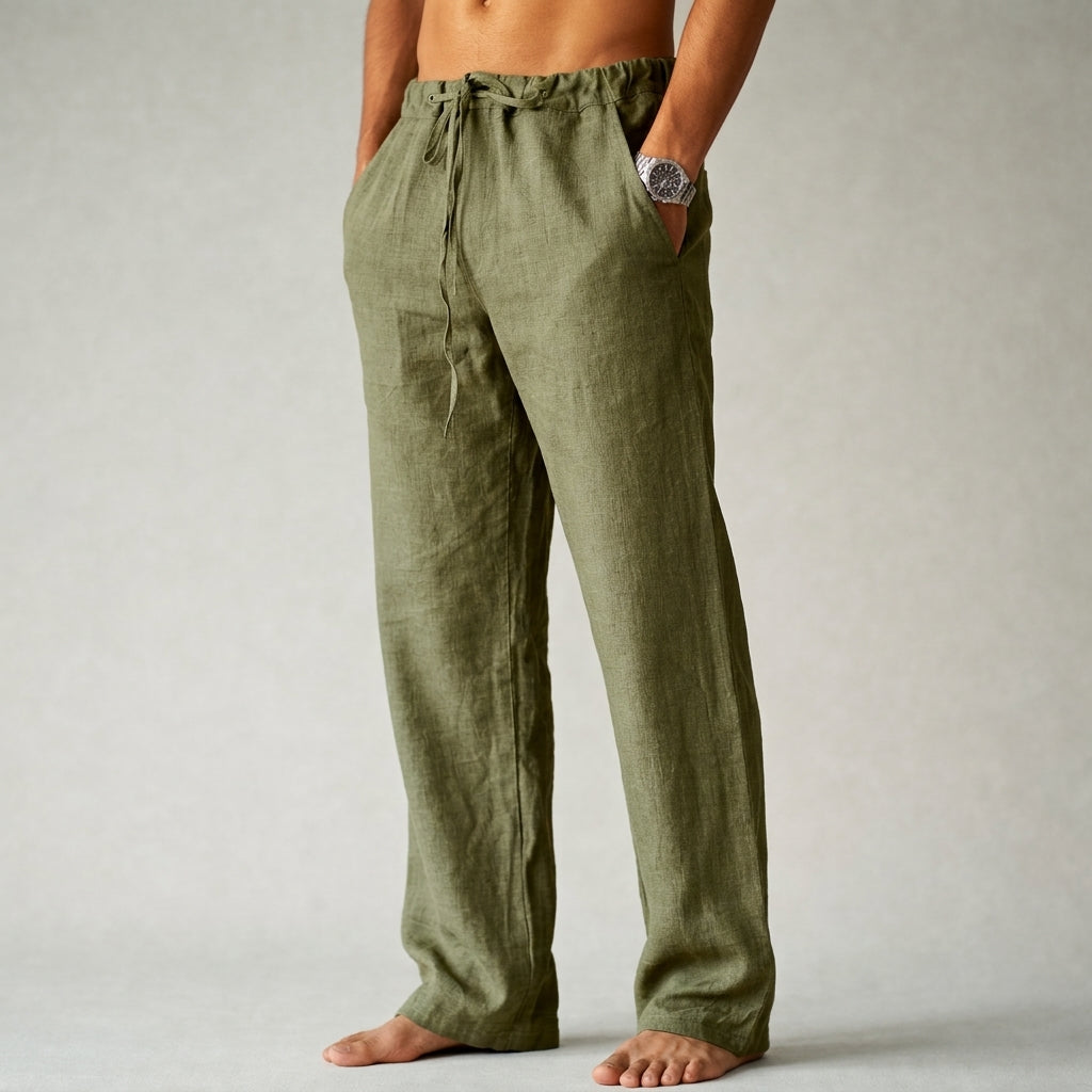 Herren Freizeithose Weites Bein mit Kordelzug Weiß