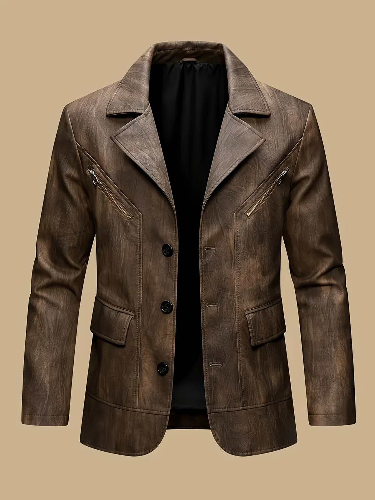 Herren Sakko Jacke mit Reißverschlussdetails und Knopfverschluss
