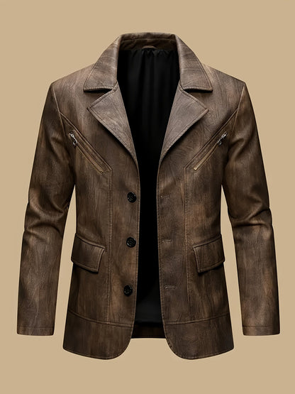 Herren Sakko Jacke mit Reißverschlussdetails und Knopfverschluss