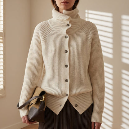 Damen Strickjacke mit Stehkragen und Raglanärmeln