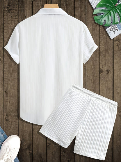 Herren Sommer Freizeit Set – Kurzarm Hemd & Shorts – Stilvolles, Lockeres Outfit für Alltag & Urlaub
