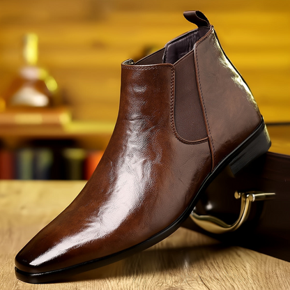 Herren Stiefeletten Klassisch Elegant mit Elastikeinsatz