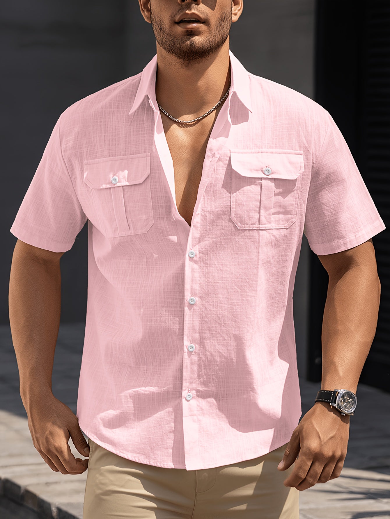 Herren Kurzarm Freizeithemd mit Brusttaschen – Legerer Sommer Style für Alltag und Urlaub