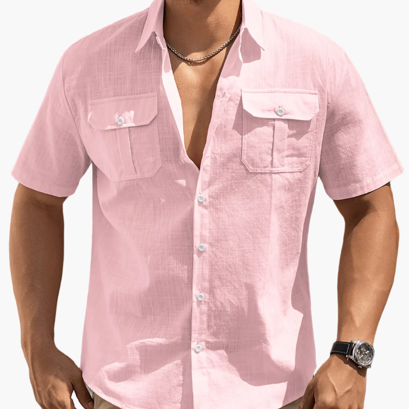 Herren Kurzarm Freizeithemd mit Brusttaschen – Legerer Sommer Style für Alltag und Urlaub