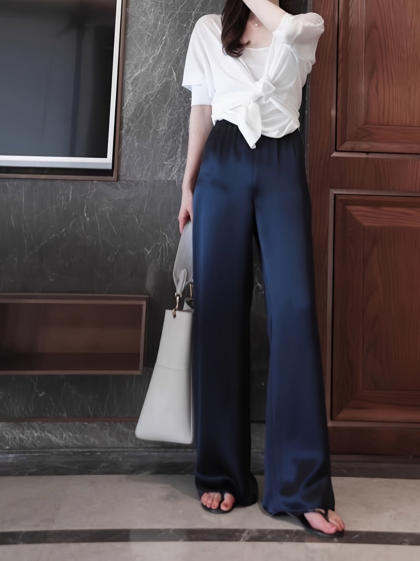 Damen Weitbeinige Elegante Hose für Büro und Freizeit